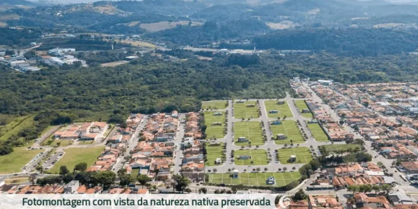 Fotomontagem com vista da natureza, central ville